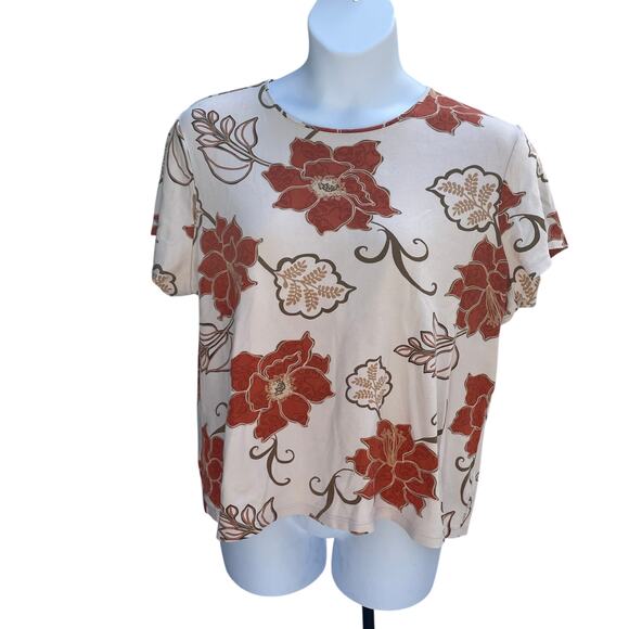CROFT & BARROW SIZE 2X FLORAL SHORT SLEEVE TOP - Picture 1 of 3